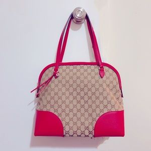 NWT Gucci GG Large Dome Bag w/ Leather Trim